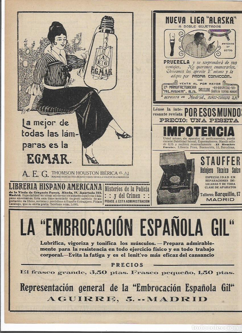 Colecionismo: 1916 RECORTE PRENSA PUBLICIDAD LAMPARA BOMBILLA EGMAR AEG THOMSON HOUSTON IBERICA