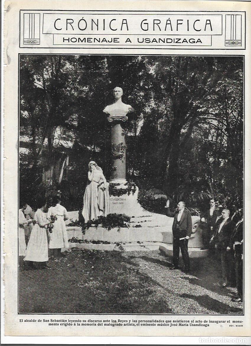 Colecionismo: A&Ntilde;O 1916 RECORTE PRENSA SAN SEBASTIAN HOMENAJE A USANDIZAGA MUSICO INAUGURACION MONUMENTO