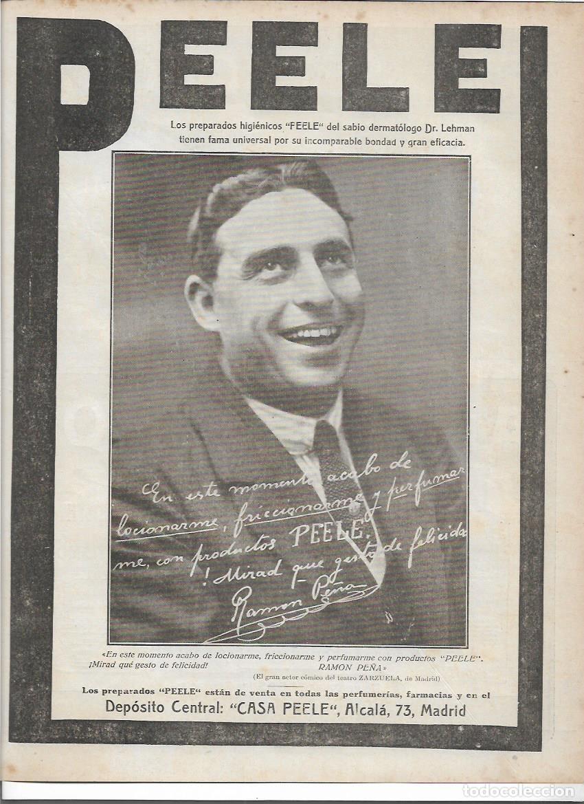 Coleccionismo: A&Ntilde;O 1916 RECORTE PRENSA PUBLICIDAD RAMON PE&Ntilde;A ACTOR TEATRO AUTOGRAFO CASA PEELE