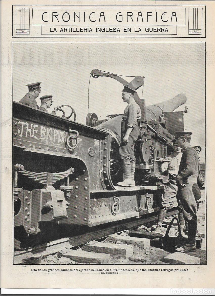 Sammelleidenschaft Papier: A&Ntilde;O 1916 RECORTE PRENSA ARMAMENTO ARMAS GUERRA GRAN CA&Ntilde;ON DEL EJERCITO BRITANICO EN FRENTE FRANCES