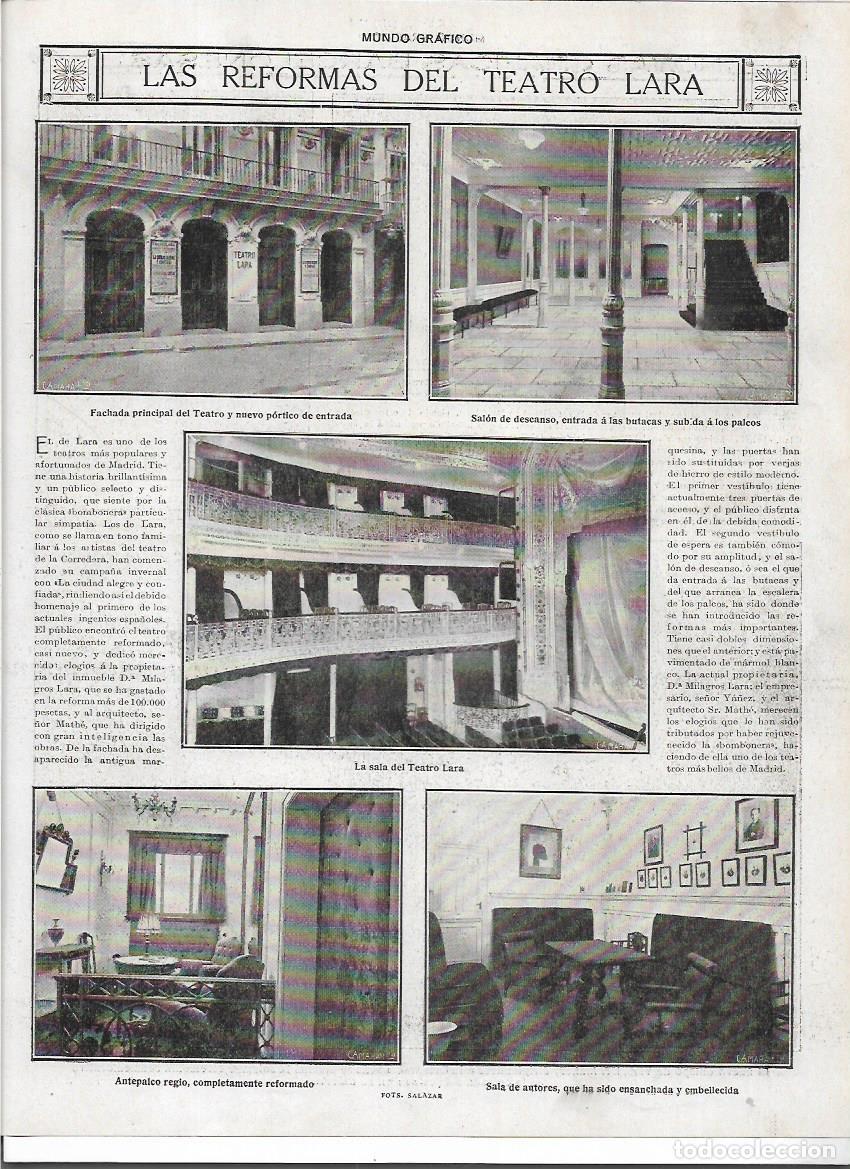 Sammelleidenschaft Papier: A&Ntilde;O 1916 RECORTE PRENSA MADRID REFORMAS DEL TEATRO LARA FACHADA SALON DESCANSO ANTEPALCO REGIO
