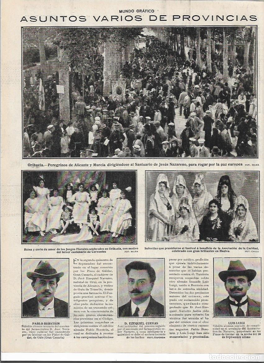 Collecting paper: A&Ntilde;O 1916 RECORTE PRENSA ORIHUELA PEREGRINACION AL SANTUARIO DE JESUS NAZARENO PEDIR LA PAZ EN EUROPA