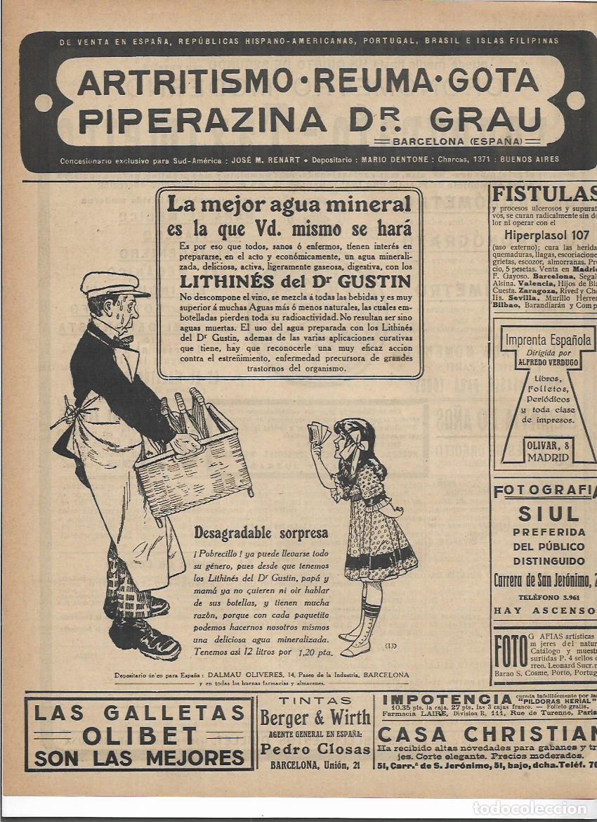 Collecting paper: A&Ntilde;O 1916 RECORTE PRENSA PUBLICIDAD LITHINES DEL DOCTOR DR GUSTIN DALMAU OLIVERES BARCELONA
