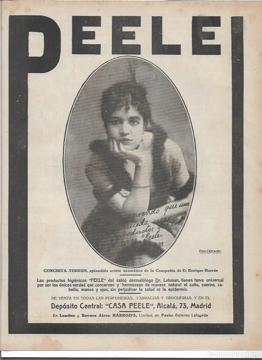 Collecting paper: A&Ntilde;O 1916 RECORTE PRENSA PUBLICIDAD CONCHITA TORRES ACTRIZ AUTOGRAFO PUBLICIDAD CASA PEELE