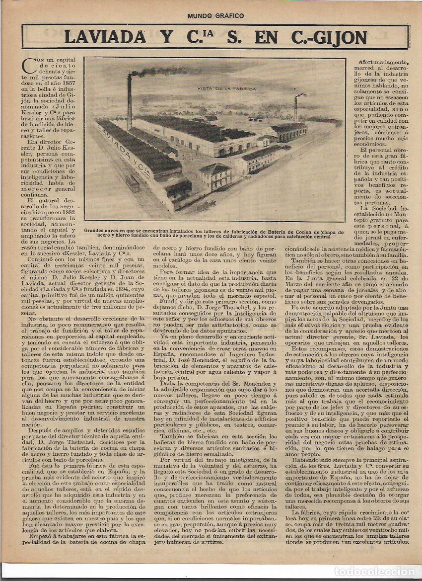 Collecting paper: A&Ntilde;O 1916 RECORTE PRENSA GIJON LAVIADA Y CIA FABRICA BATERIAS DE COCINA CALDERAS RADIADOR CALEFACCION