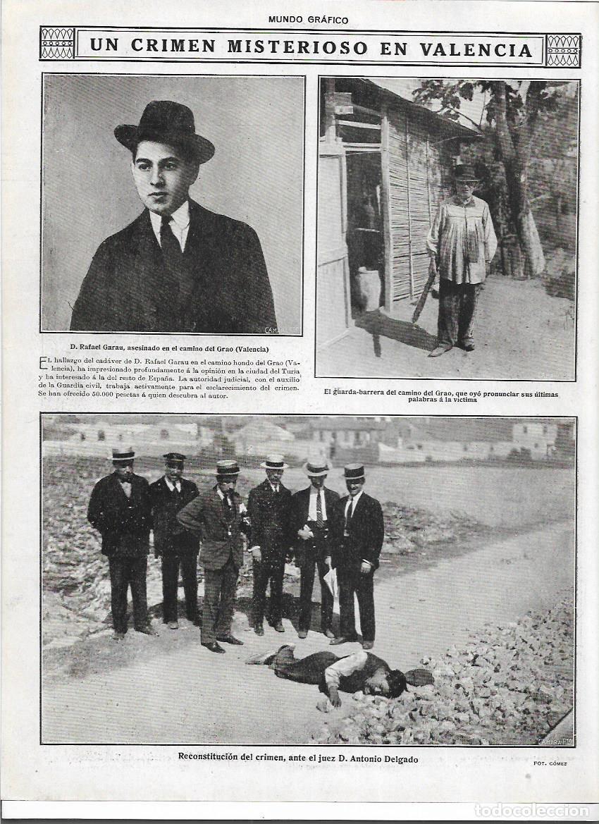 Collecting paper: A&Ntilde;O 1916 RECORTE PRENSA VALENCIA CRIMEN ASESINATO RAFAEL GARAU CAMINO EL GRAO RECONSTRUCCION CRIMEN