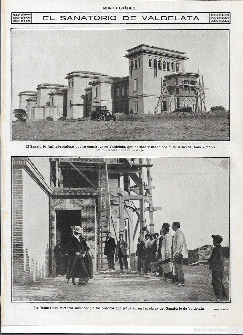 Collecting paper: A&Ntilde;O 1916 RECORTE PRENSA SANATORIO DE VALDELATAS TUBERCULOSIS VISITA REINA VICTORIA OBRAS OBREROS