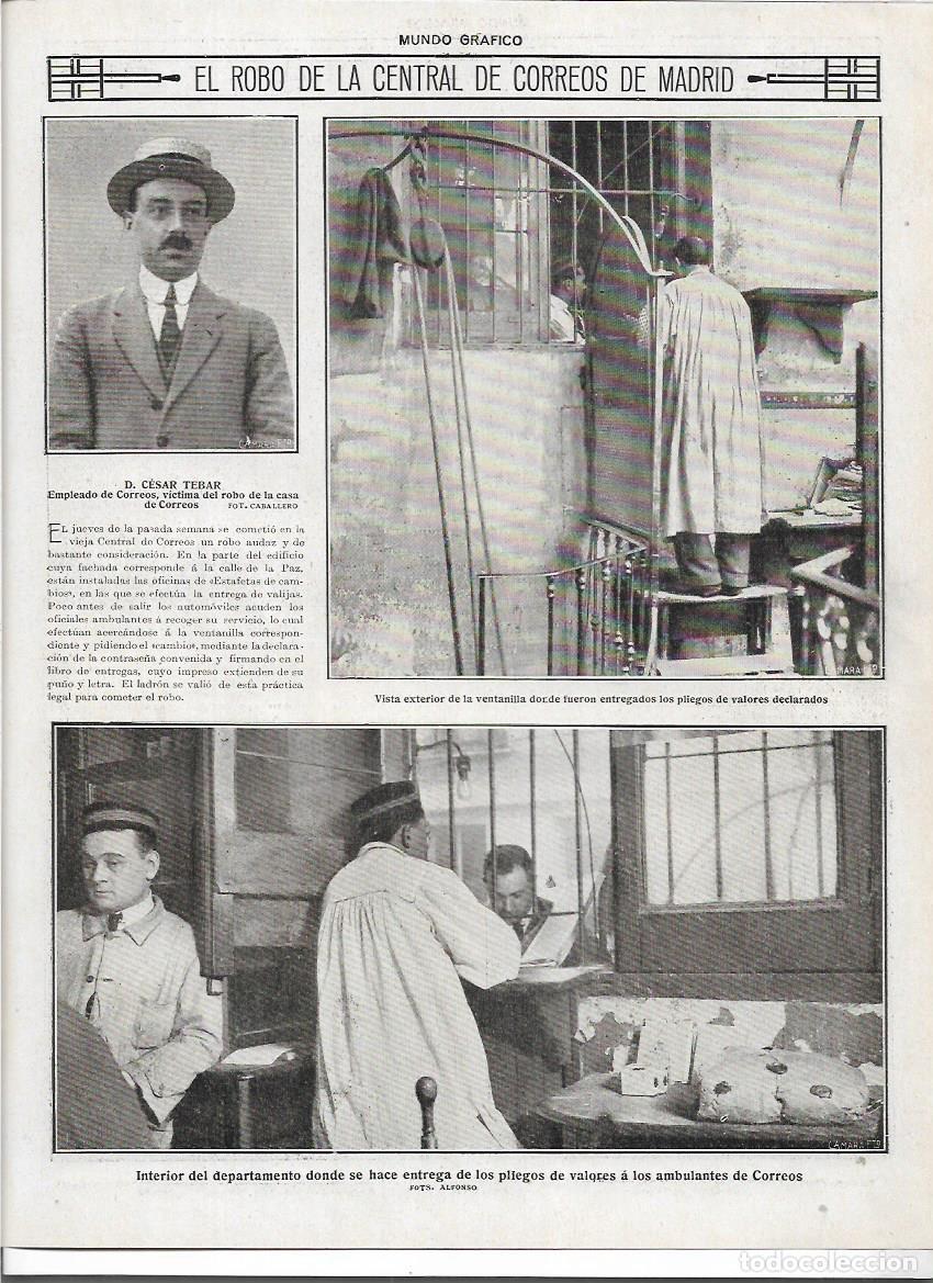 Collecting paper: A&Ntilde;O 1916 RECORTE PRENSA MADRID ROBO EN LA CENTRAL DE CORREOS PLIEGOS DE VALORES VICTIMA CESAR TEBAR