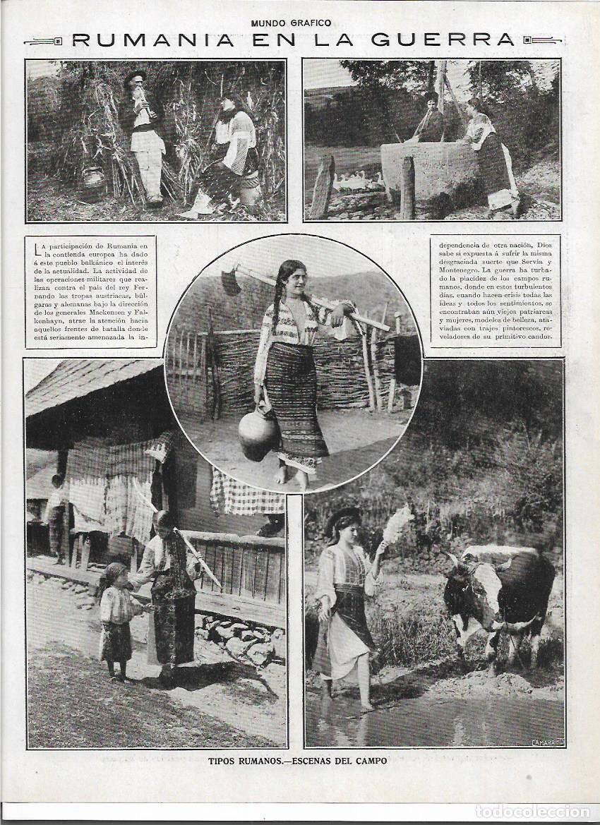 Collecting paper: A&Ntilde;O 1916 RECORTE PRENSA RUMANIA EN LA GUERRA ESCENAS DEL CAMPO TIPOS RUMANOS