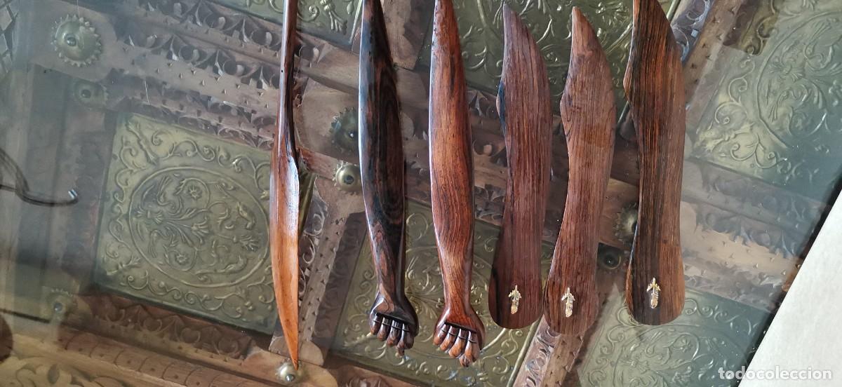 Coleccionismo: Juego de abrecartas de madera - Foto 5