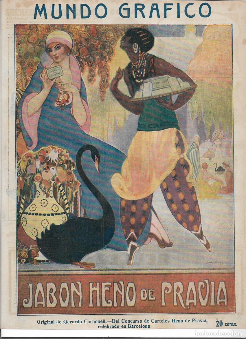 Collecting paper: A&Ntilde;O 1916 RECORTE PRENS PUBLICIDAD JABON HENO DE PRAVIA CONCURSO DE CARTELES DIBUJO GERARDO CARBONELL