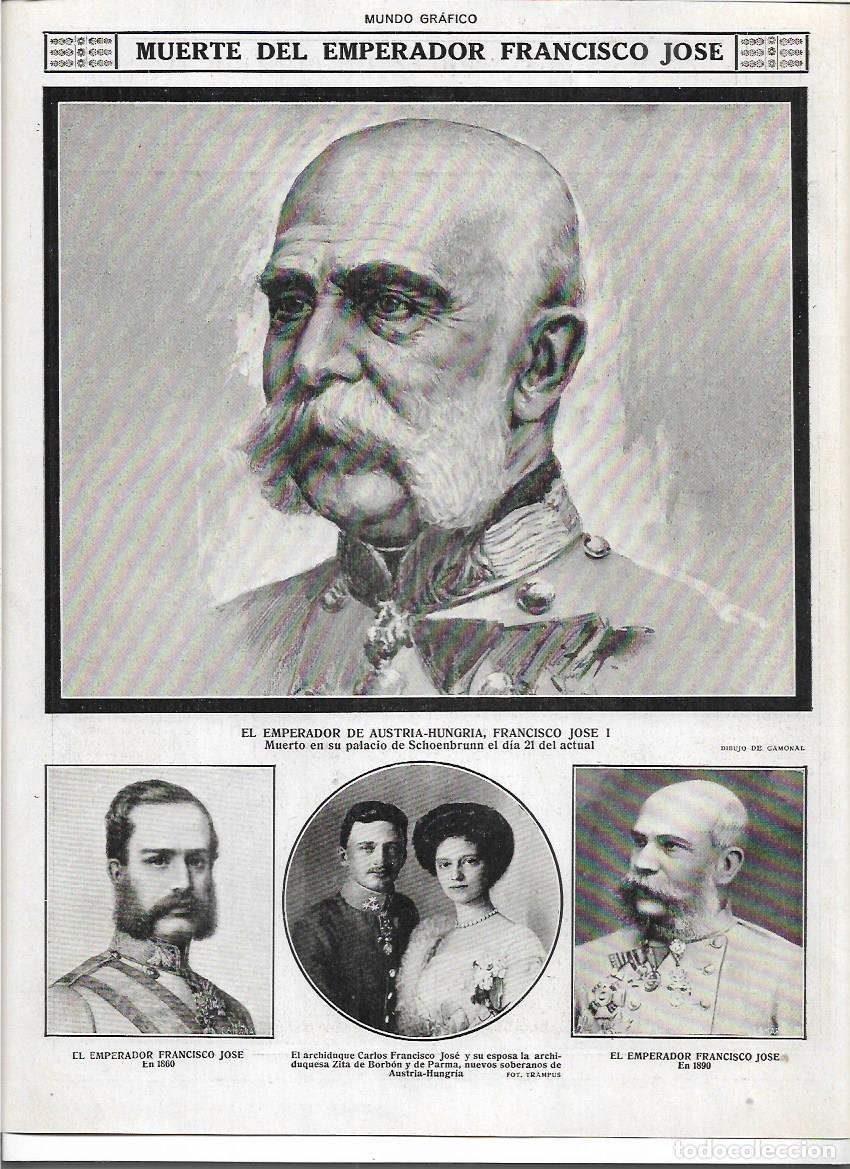 Collecting paper: A&Ntilde;O 1916 RECORTE PRENSA MUERTE EMPERADOR FRANCISCO JOSE PALACIOS REALES DE AUSTRIA VIENA