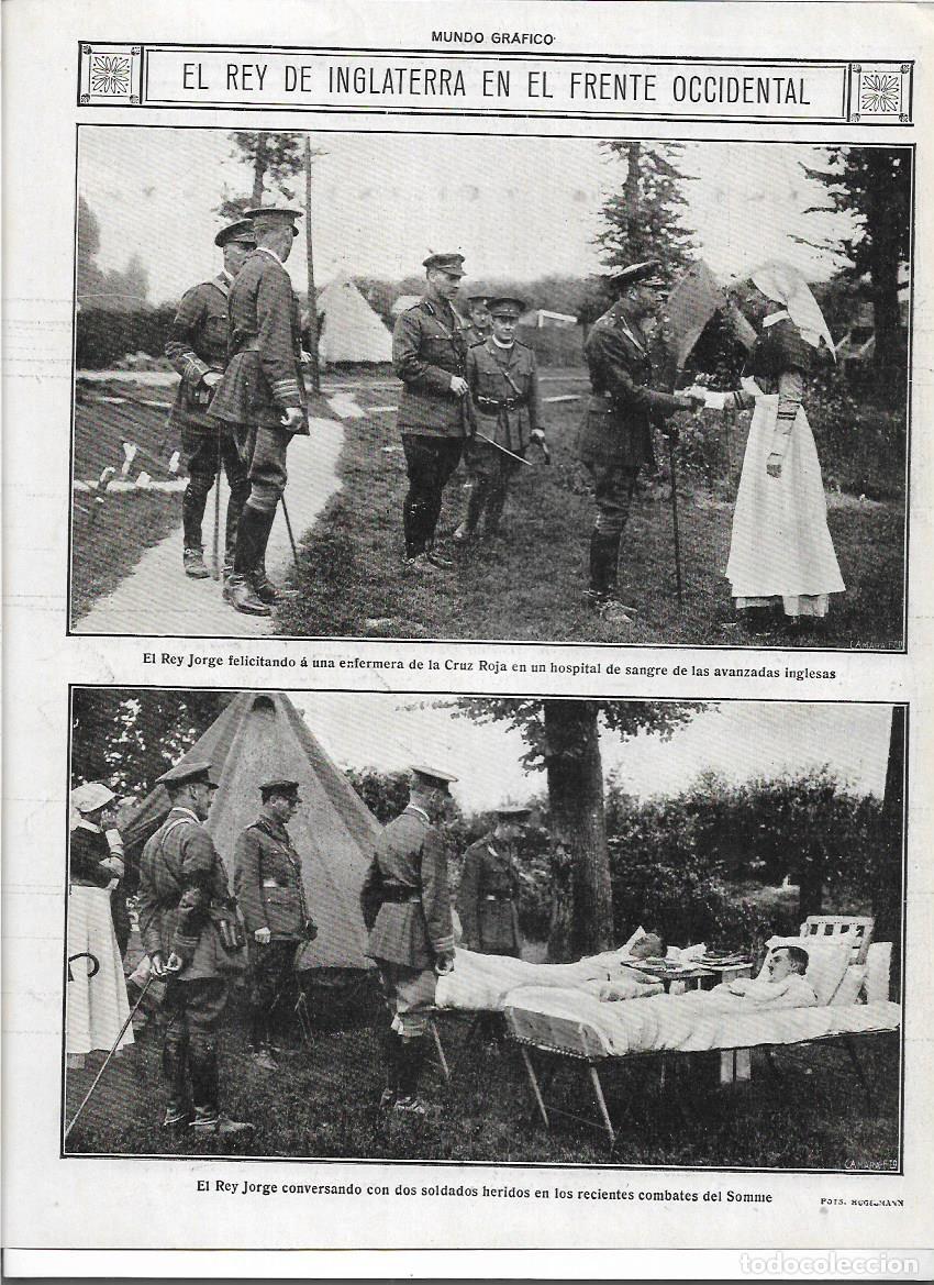 Collecting paper: A&Ntilde;O 1916 RECORTE PRENSA SANIDAD MILITAR REY JORGE INGLATERRA ENFERMERA CRUZ ROJA HERIDOS DEL SOMME