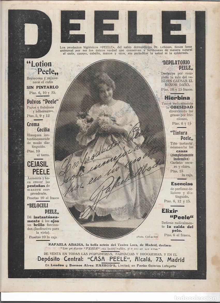 Collecting paper: A&Ntilde;O 1916 RECORTE PRENSA PUBLICIDAD RAFAELA ABADIA ACTRIZ AUTOGRAFO PUBLICIDAD CASA PEELE