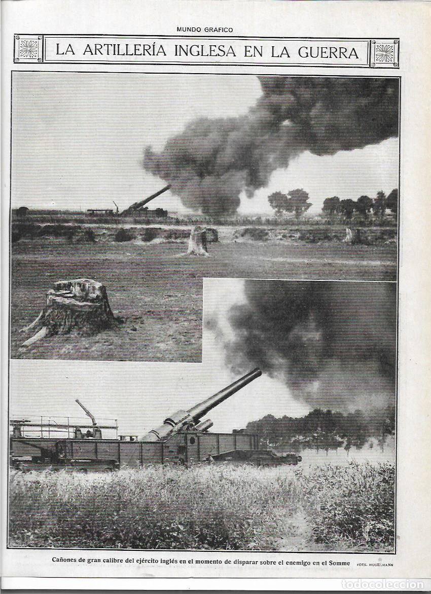 Colecionismo: A&Ntilde;O 1916 RECORTE PRENSA ARTILLERIA INGLESA EN LA GUERRA ARMAMENTO CA&Ntilde;ON DE GRAN CALIBRE