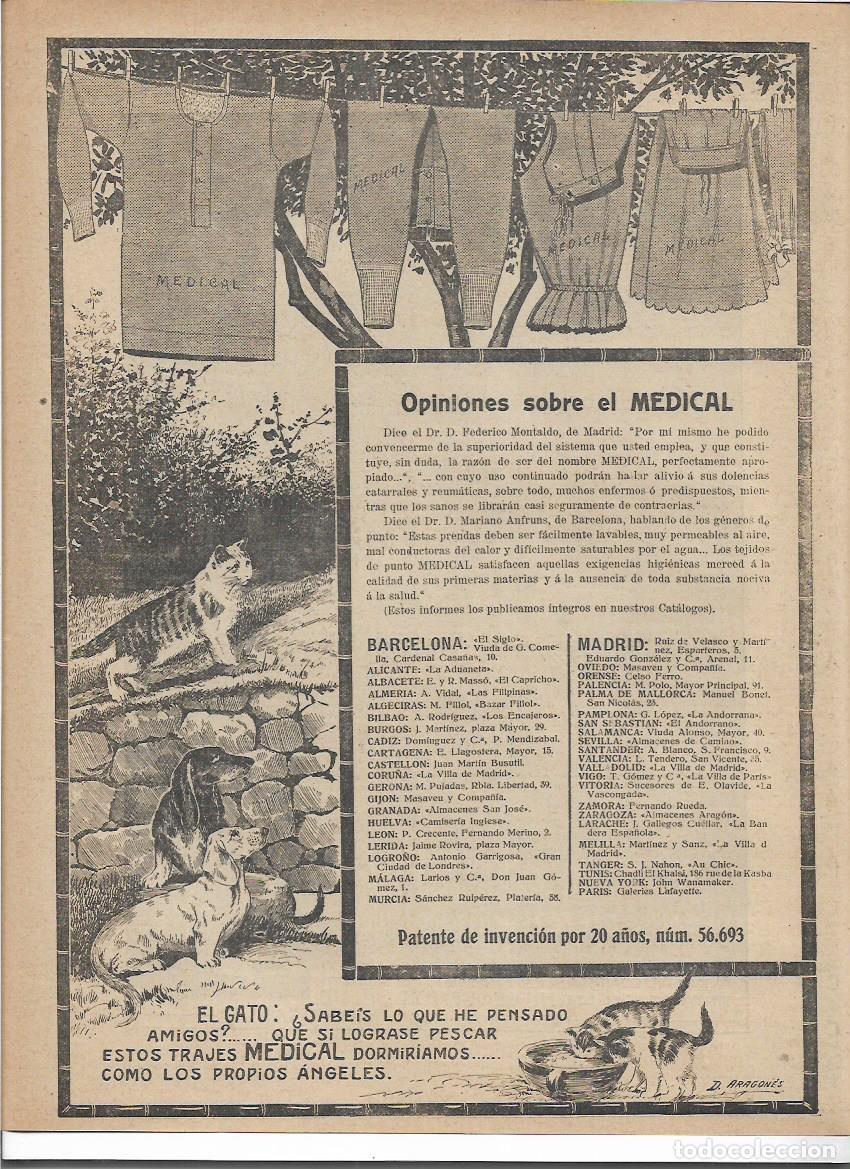 Colecionismo: A&Ntilde;O 1916 RECORTE PRENSA PUBLICIDAD MEDICAL ROPA INTERIOR LANA TRAJES HIGIENICOS