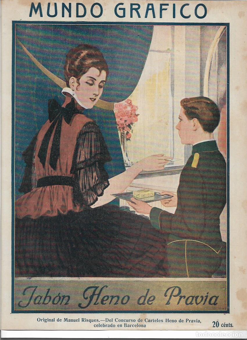 Colecionismo: A&Ntilde;O 1916 RECORTE PRENSA PUBLICIDAD CONCURSO CARTELES JABON HENO DE PRAVIA DIBUJO MANUEL RISQUES