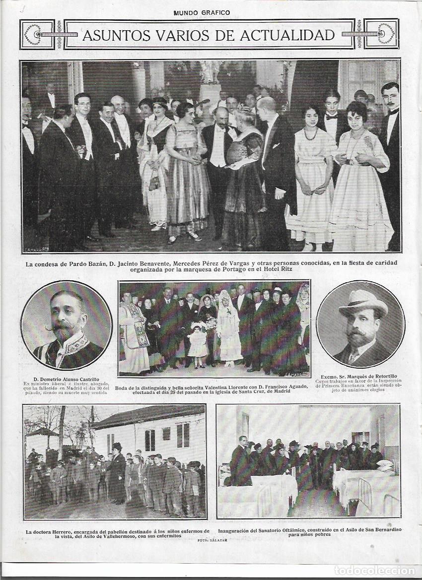 Collecting paper: A&Ntilde;O 1916 RECORTE PRENSA MADRID HOTEL RITZ FIESTA CARIDAD PARDO BAZAN BENAVENTE MERCEDES PEREZ VARGAS
