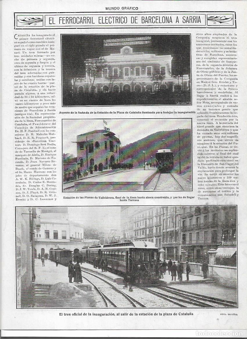 Colecionismo: A&Ntilde;O 1916 RECORTE PRENSA BCNA SARRIA INAUGURACION TREN ELECTRICO ESTACION PLAZA CATALU&Ntilde;A VALLVIDRERA