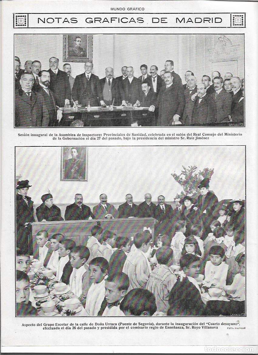 Colecionismo: A&Ntilde;O 1916 RECORTE PRENSA MADRID COLEGIO DO&Ntilde;A URRACA PUENTE DE SEGOVIA INAUGURACION CUARTO DESAYUNO