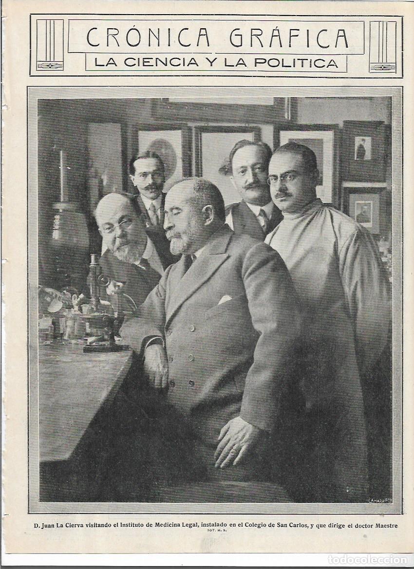 Colecionismo: A&Ntilde;O 1916 RECORTE PRENSA VISITA JUAN DE LA CIERVA AL INSTITUTO DE MEDICINA LEGAL COLEGIO SAN CARLOS