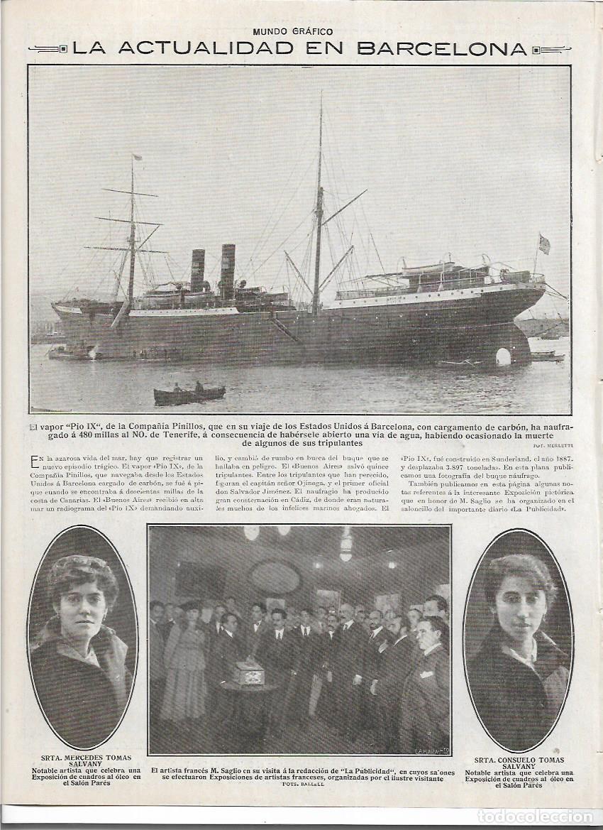 Colecionismo: A&Ntilde;O 1916 RECORTE PRENSA VISITA JBARCELONA VISITA ARTISTA FRANCES M SAGLIO REDACCION DE LA PUBLICIDAD