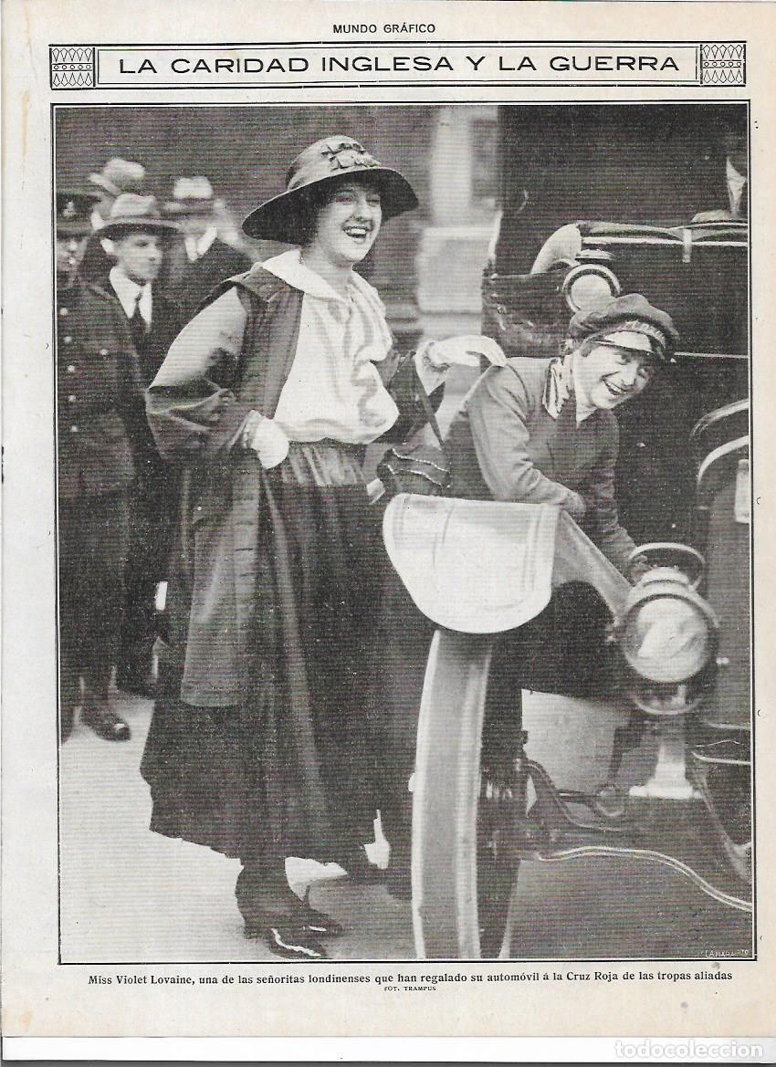 Colecionismo: A&Ntilde;O 1916 RECORTE PRENSA INGLATERRA GUERRA MISS VIOLET LOVAINE REGALA UN COCHE A LA CRUZ ROJA
