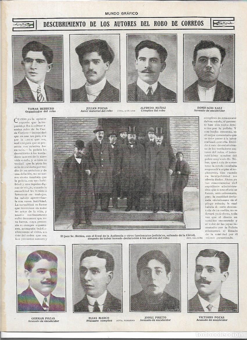 Colecionismo: A&Ntilde;O 1916 RECORTE PRENSA MADRID DESCUBRIMIENTO AUTORES ROBO DE CORREOS DETENCION CARCEL