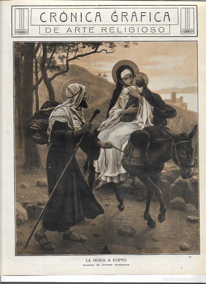 Colecionismo: 1916 RECORTE PRENSA PINTURA LAMINA REPRODUCCION CUADRO HUIDA A EGIPTO JOSEPH JANSSENS ARTE RELIGIOSO