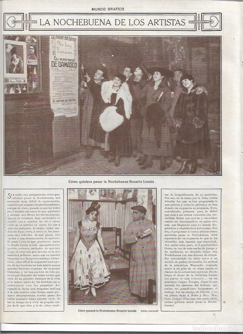 Colecionismo: A&Ntilde;O 1916 RECORTE PRENSA LA NOCHEBUENA DE LA ACTRIZ ARTISTA ROSARIO LEONIS