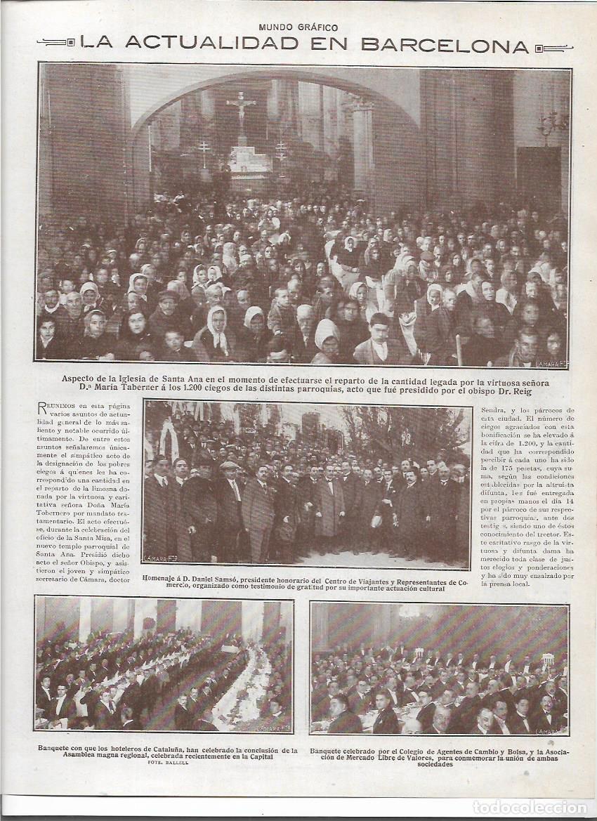 Colecionismo: A&Ntilde;O 1916 RECORTE PRENSA BCNA IGLESIA SANTA ANA REPARTO DONATIVO MARIA TABERNER NI&Ntilde;OS CIEGOS