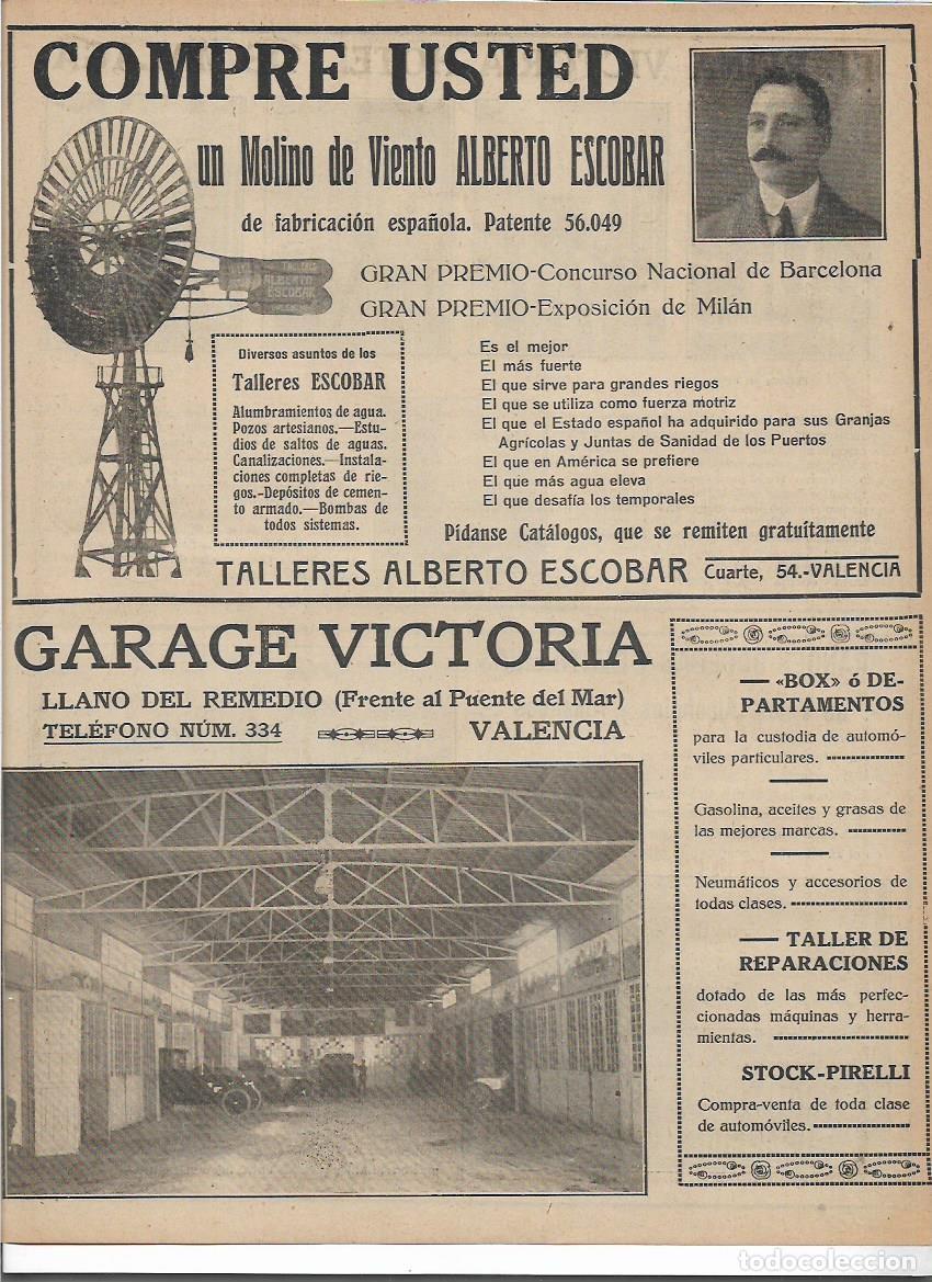 Colecionismo: A&Ntilde;O 1916 RECORTE PRENSA PUBLICIDAD GARAGE VICTORIA LLANO DEL REMEDIO PUENTE DEL MAR VALENCIA