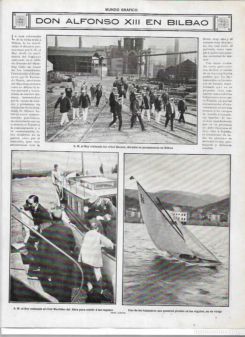 Colecionismo: A&Ntilde;O 1916 RECORTE PRENSA BILBAO VISITA REY ALFONSO XIII A LOS HALTOS HORNOS BALANDROS REGATAS