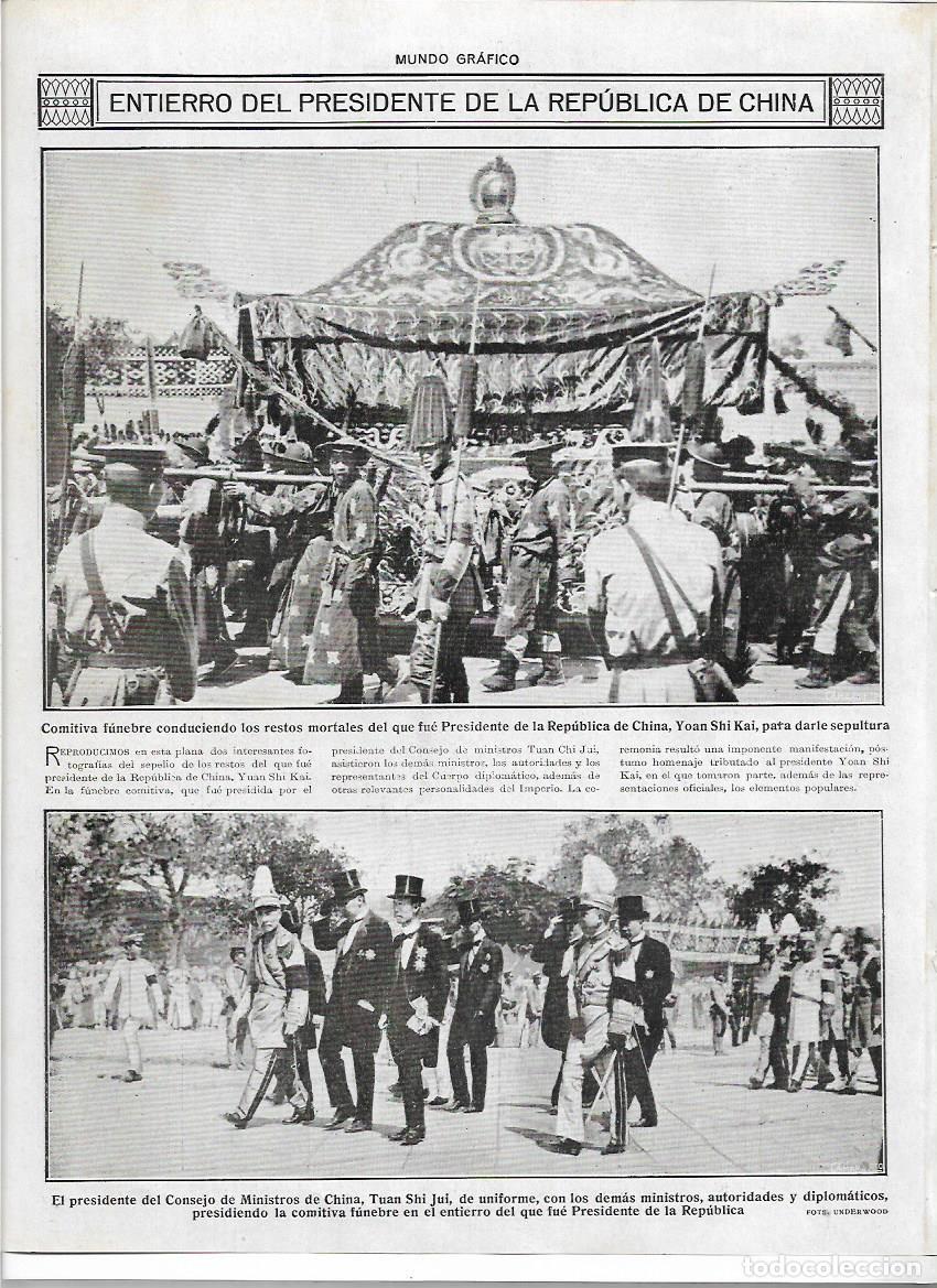 Colecionismo: A&Ntilde;O 1916 RECORTE PRENSA MUERTE ENTIERRO PRESIDENTE REPUBLICA CHINA YOAN SHI KAI AUTORIDADES