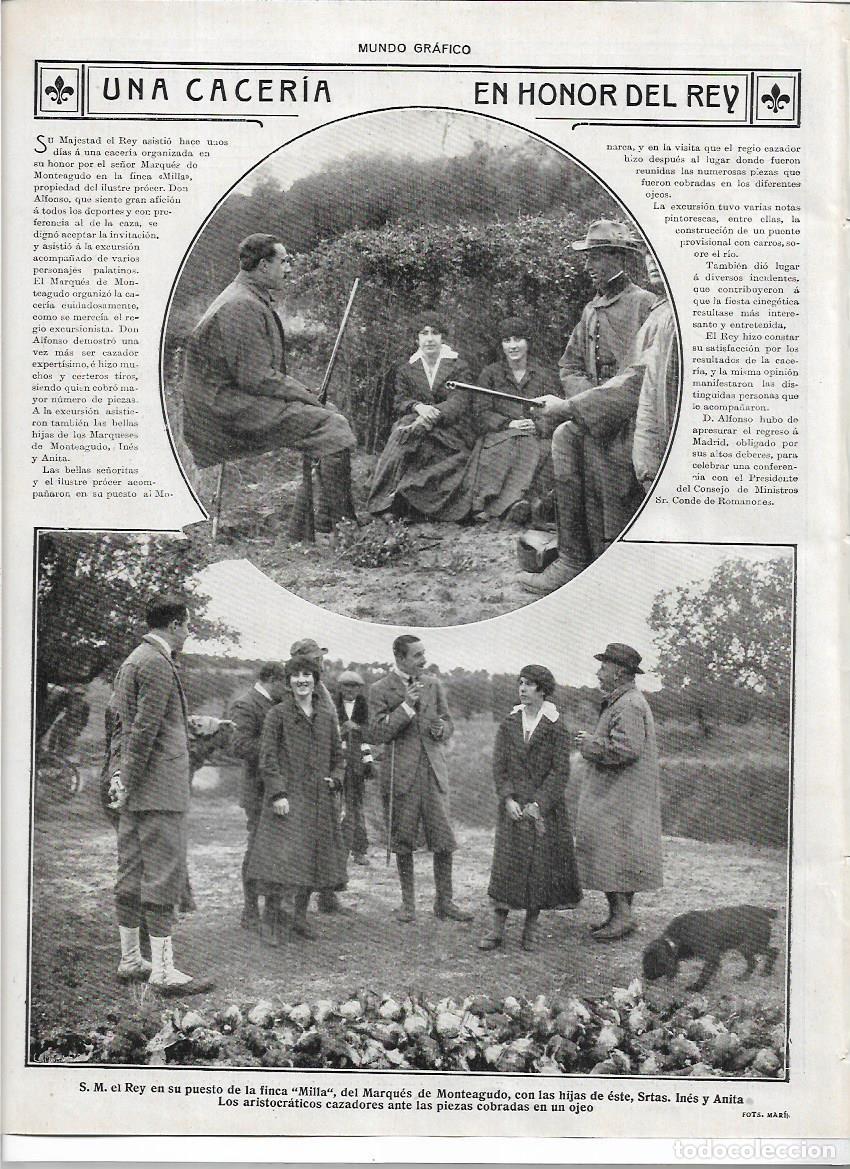 Collectionnisme: A&Ntilde;O 1916 RECORTE PRENSA CACERIA REGIA FINCA MILLA DEL MARQUES DE MONTEAGUDO OJEO CAZADORES CAZA