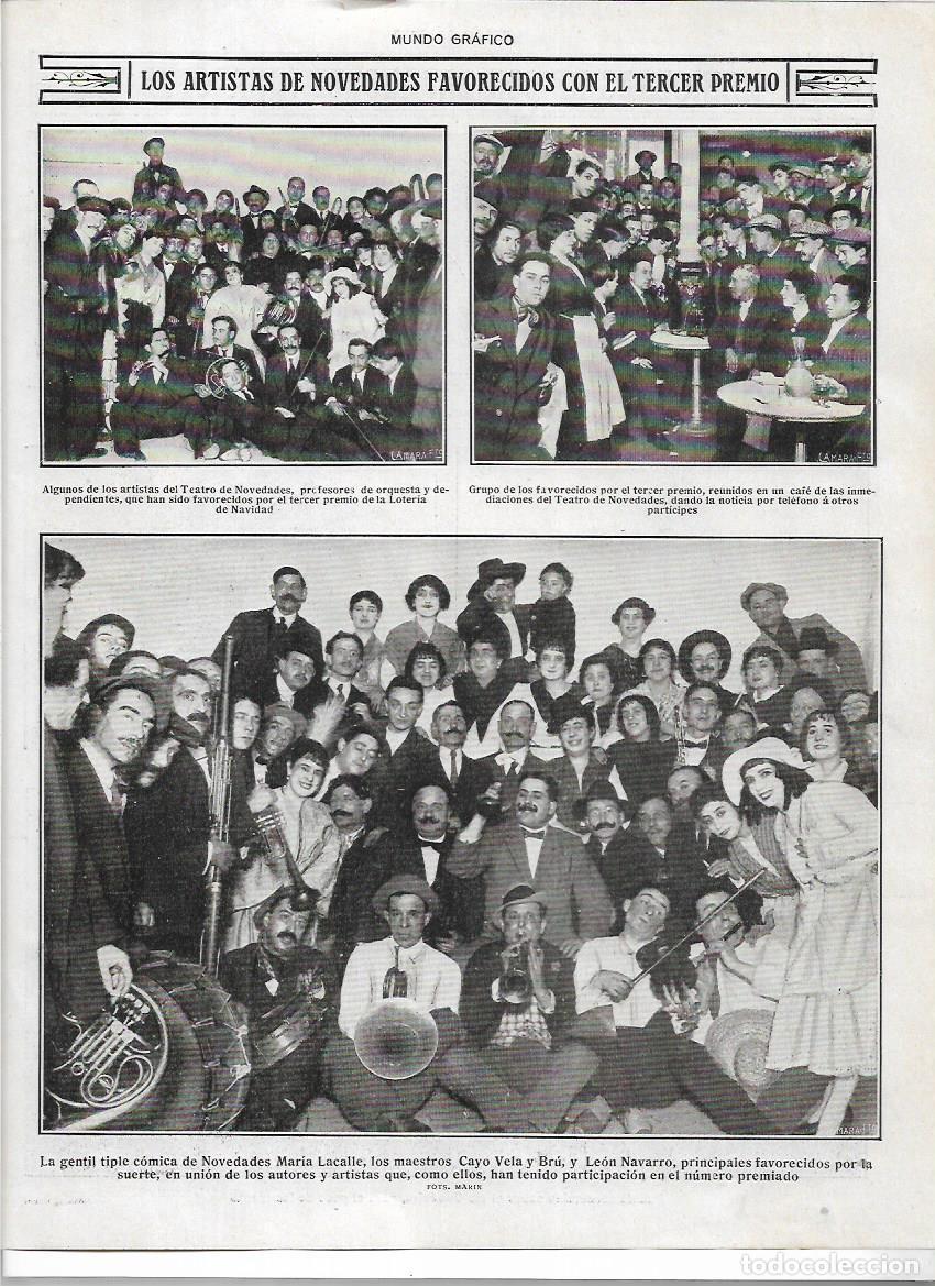 Colecionismo: A&Ntilde;O 1916 RECORTE PRENSA ARTISTAS TEATRO NOVEDADES AGRACIADOS TERCER PREMIO LOTERIA NAVIDAD