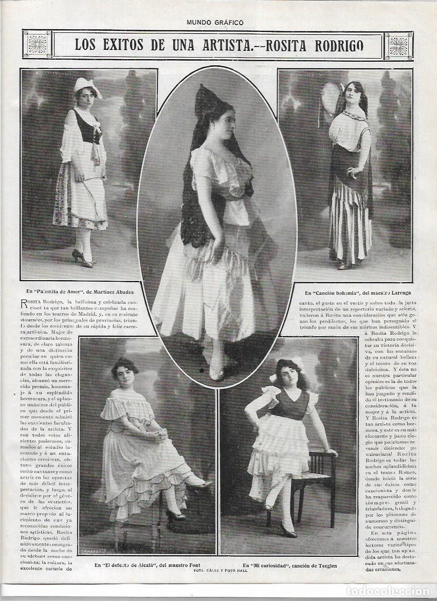 Colecionismo: A&Ntilde;O 1916 RECORTE PRENSA ROSA ROSITA RODRIGO ARTISTA CANTANTE GRANDES EXITOS
