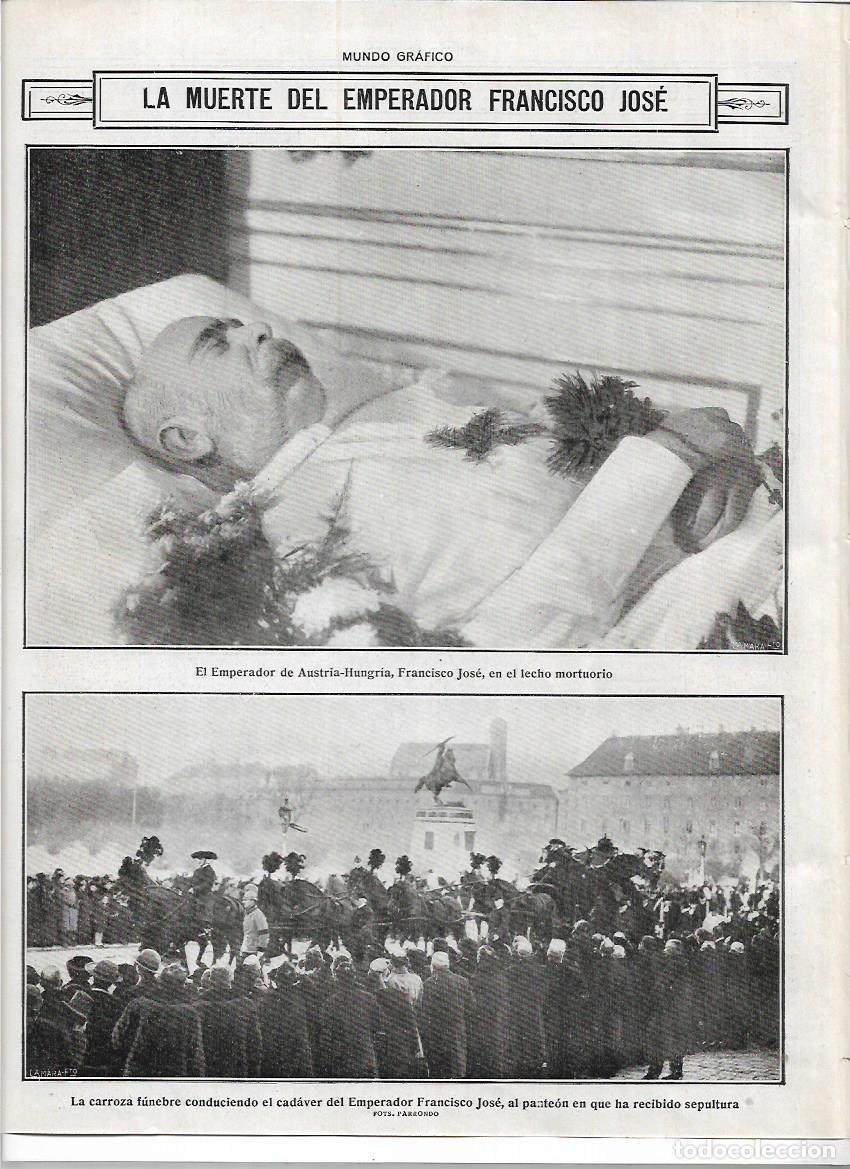 Colecionismo: A&Ntilde;O 1916 RECORTE PRENSA MUERTE ENTIERRO EMPERADOR FRANCISCO JOSE AUSTRIA CARROZA FUNEBRE