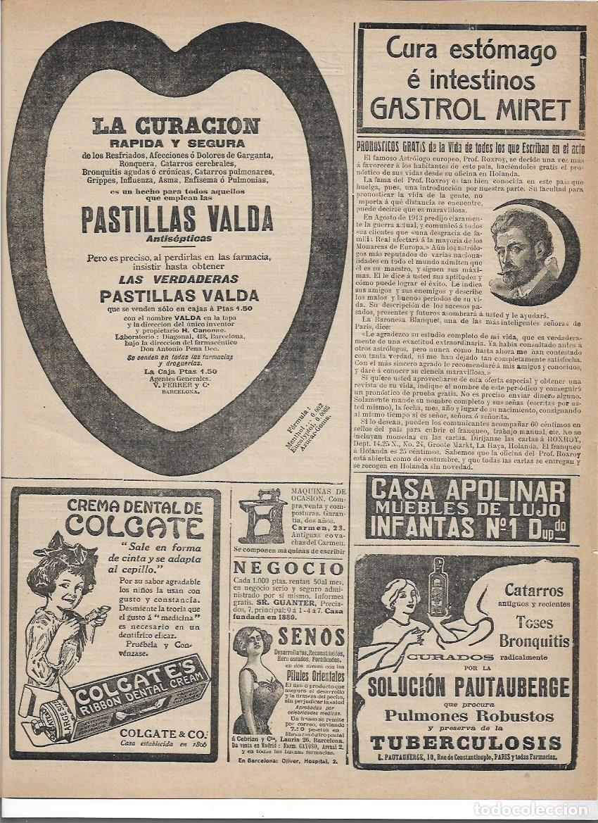Colecionismo: A&Ntilde;O 1916 RECORTE PRENSA PUBLICIDAD GASTROL MIRET DOLOR DE ESTOMAGO PRODUCTOS FARMACEUTICOS