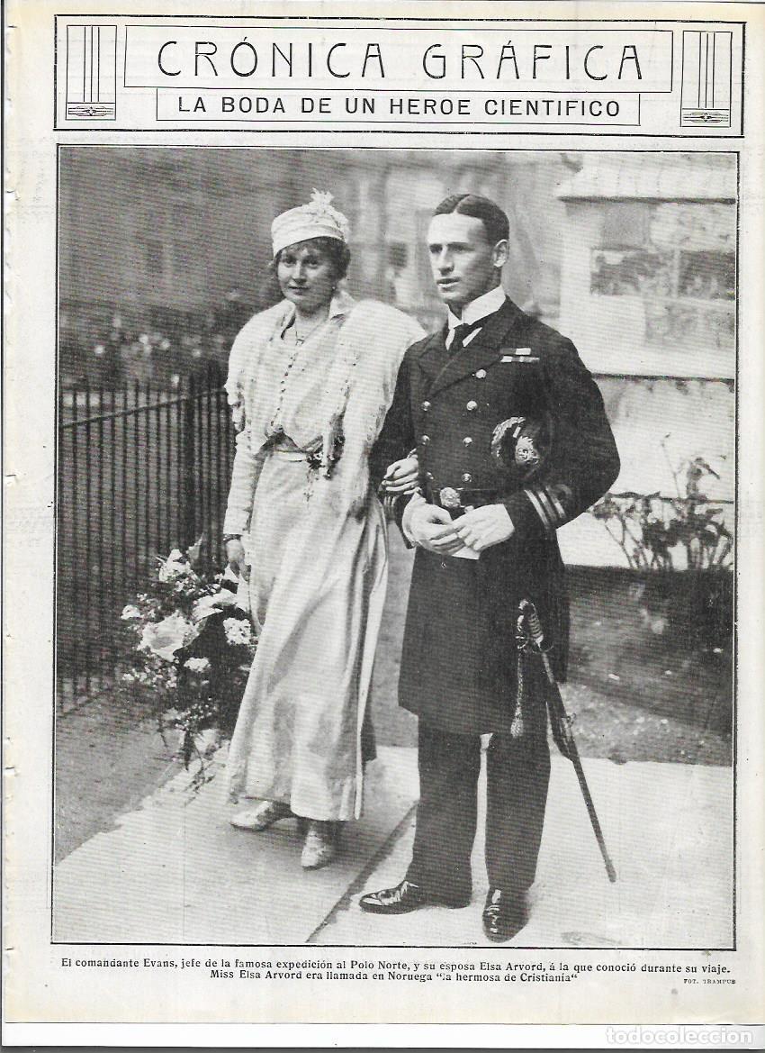 Colecionismo: A&Ntilde;O 1916 RECORTE PRENSA FOTOGRAFIA BODA COMANDANTE EVANS EXPEDICION POLO NORTE ELSA ARVORD