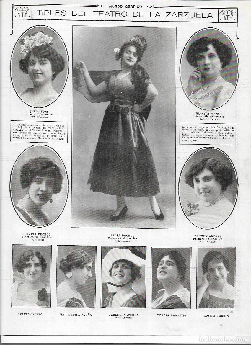 Colecionismo: A&Ntilde;O 1916 RECORTE PRENSA MADRID ARTISTAS TIPLES TEATRO DE LA ZARZUELA PUCHOL JULIA FONS SAAVEDRA