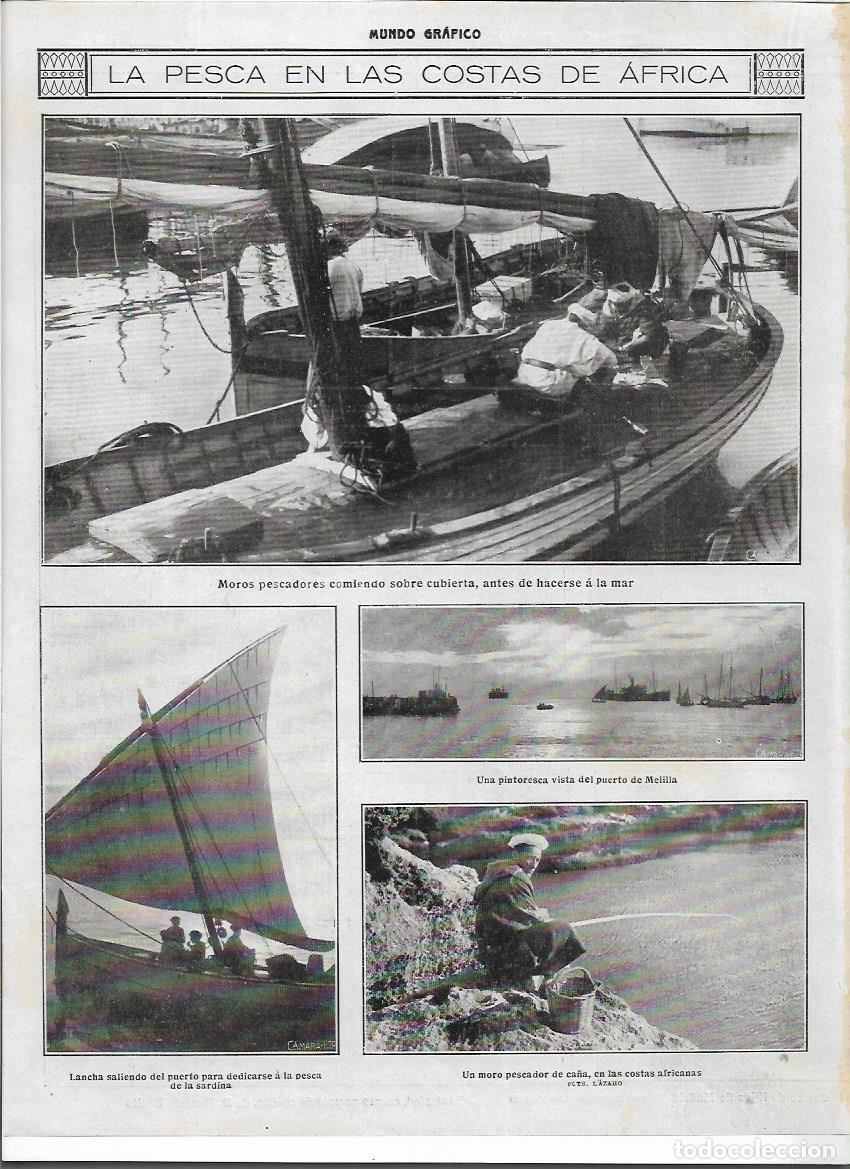 Colecionismo: A&Ntilde;O 1916 RECORTE PRENSA PUERTO MELILLA PESCA EN LAS COSTAS DE AFRICA MOROS PESCA SARDINA BARCA