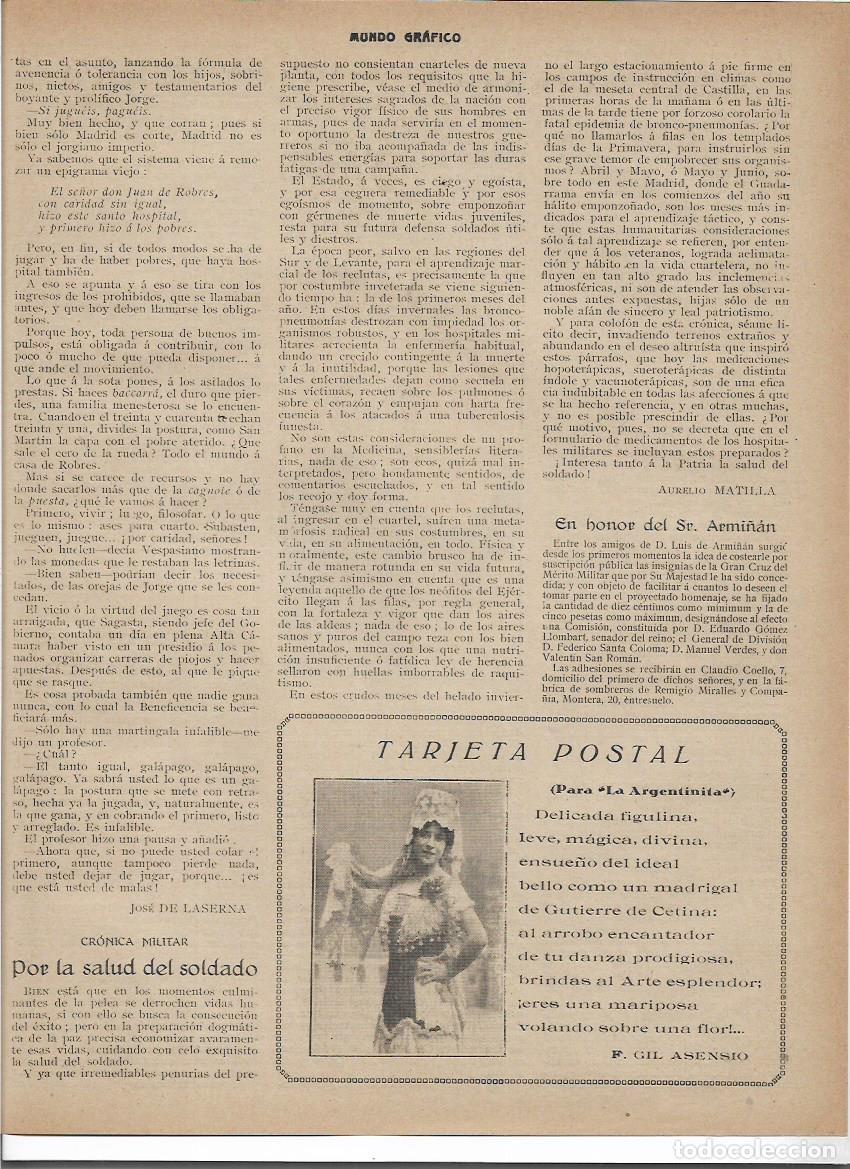 Colecionismo: A&Ntilde;O 1916 RECORTE PRENSA POESIA TARJETA POSTAL PARA LA ARGENTINITA POR GIL ASENSIO