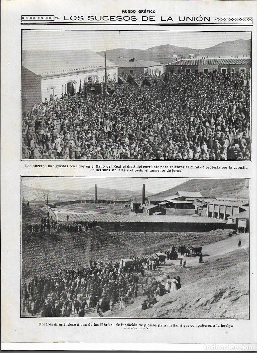 Colecionismo: 1916 RECORTE PRENSA LA UNION LLANO DEL REAL HUELGA PROTESTAS OBREROS FABRICA DE PLOMOS