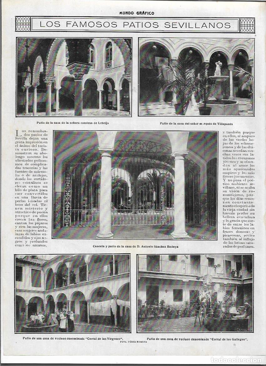 Colecionismo: A&Ntilde;O 1916 RECORTE PRENSA SEVILLA PATIOS SEVILLANOS MARQUES VILLAPANES CORRAL VIRGENES DE LOS GALLEGOS