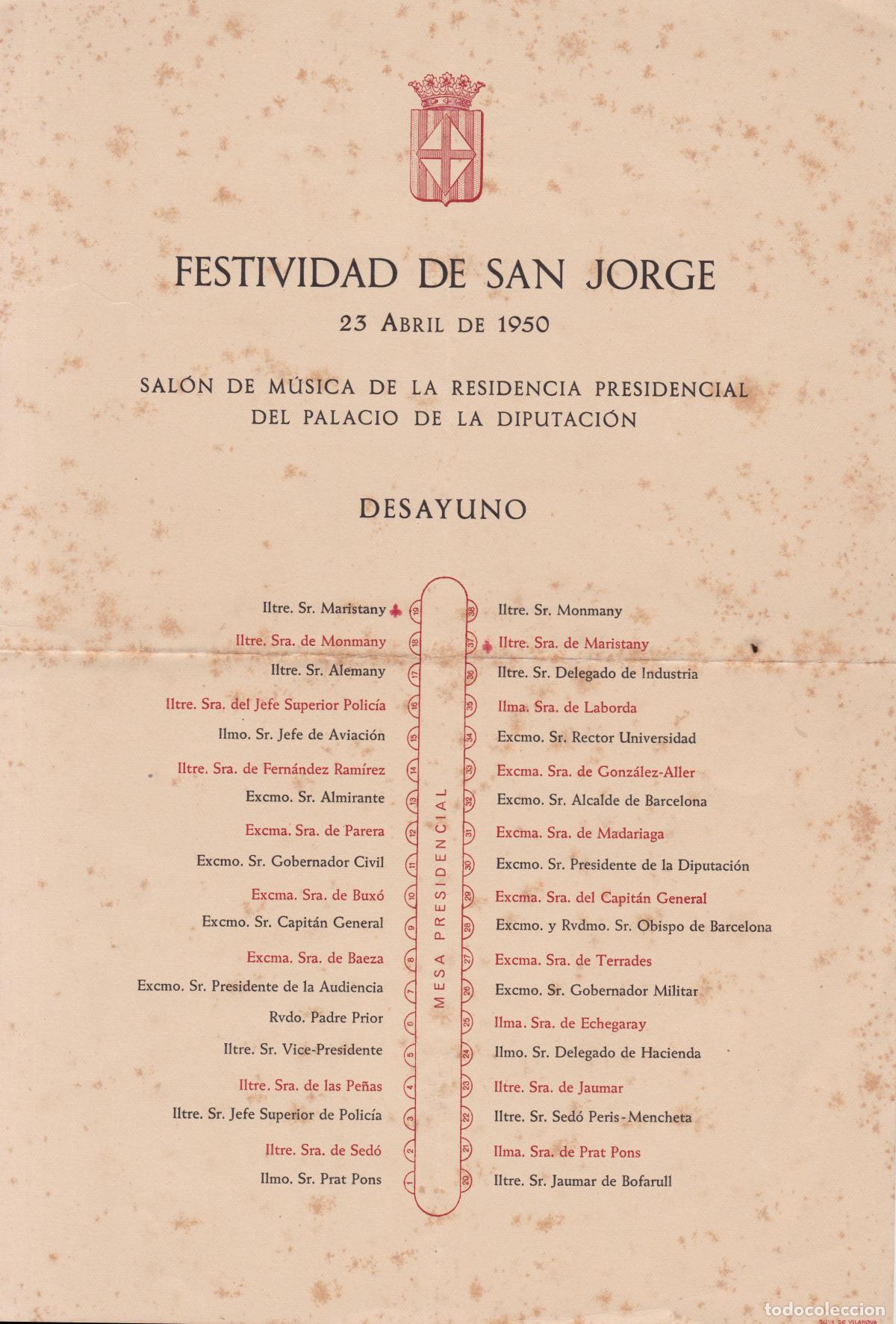 Coleccionismo: BARCELONA &ndash; PALACIO DIPUTACI&Oacute;N &ndash; SAL&Oacute;N DE M&Uacute;SICA &ndash; SAN JORGE &ndash; 1950 &ndash; DISTRIBUCI&Oacute;N DE LOS ASISTENTES