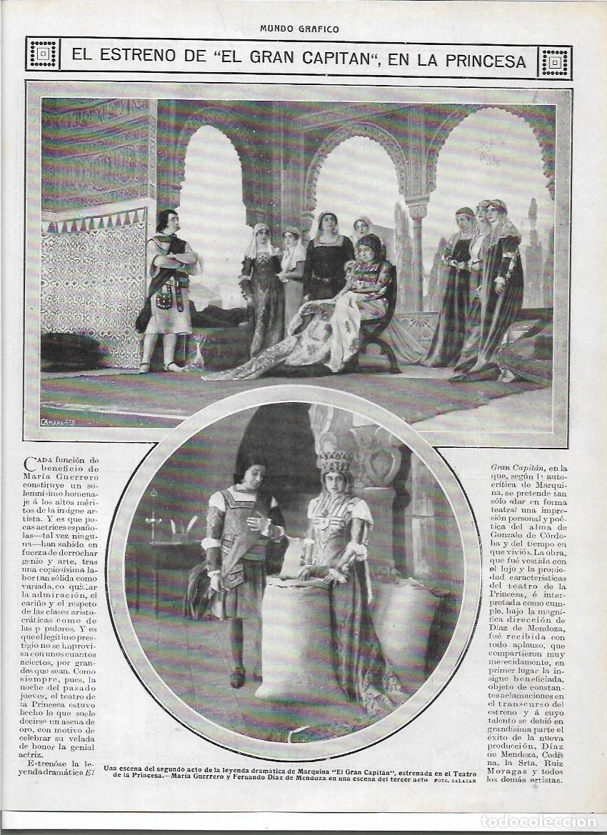 Collecting paper: A&Ntilde;O 1916 RECORTE PRENSA MADRID TEATRO LA PRINCESA ESTRENO OBRA EL GRAN CAPITAN MARIA GUERRERO