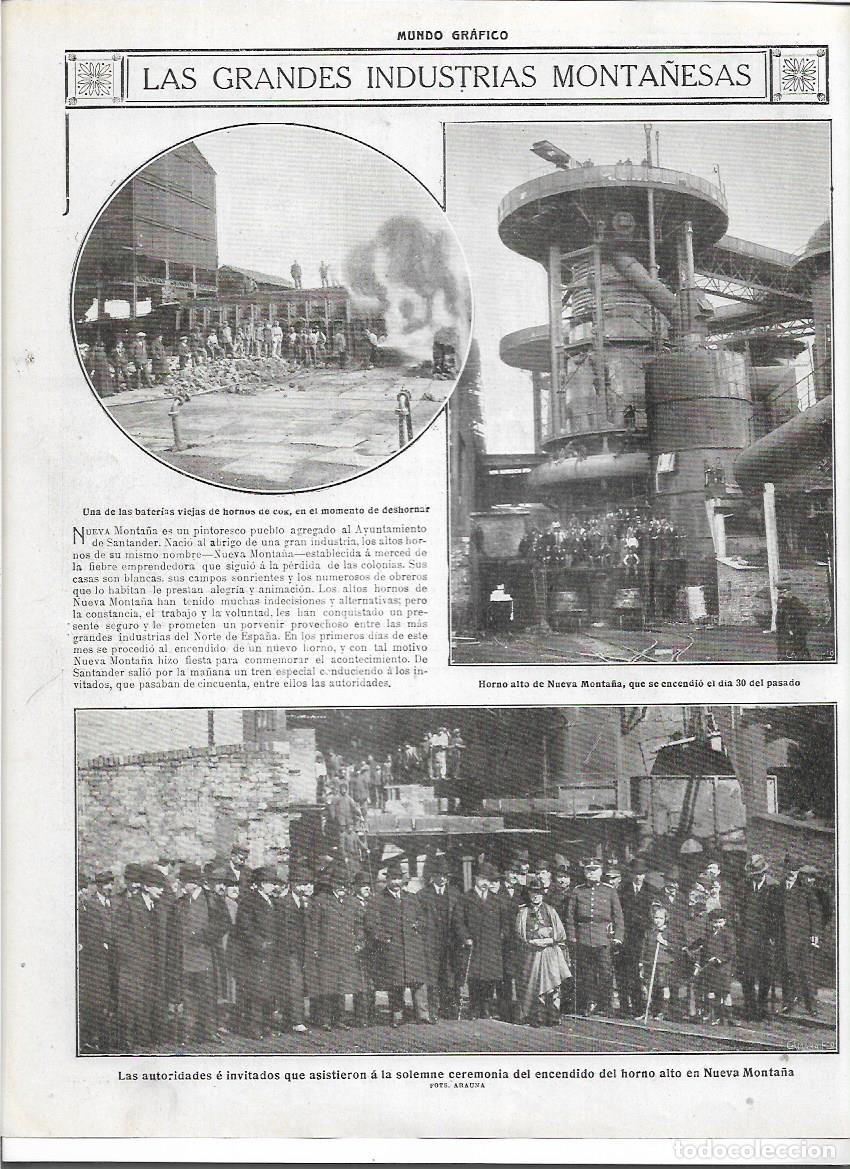 Sammelleidenschaft Papier: A&Ntilde;O 1916 RECORTE PRENSA NUEVA MONTA&Ntilde;A SANTANDER INDUSTRIA CEREMONIA ENCENDIDO DEL HORNO ALTO