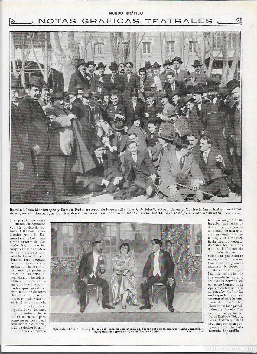 Sammelleidenschaft Papier: A&Ntilde;O 1916 RECORTE PRENS MADRID COCIDO DE HONOR EN LA HUERTA PARA RAMON PE&Ntilde;A EXITO COMEDIA LA GABRIELA