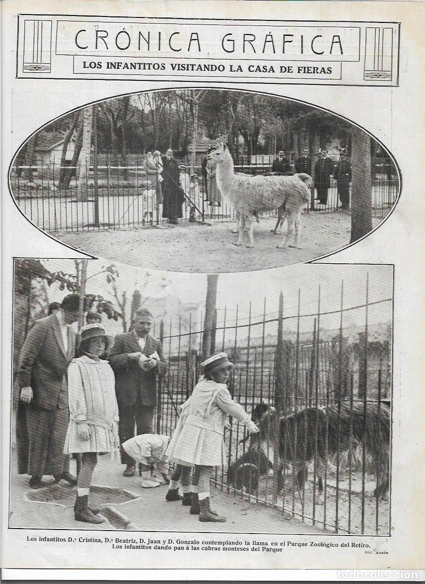 Sammelleidenschaft Papier: 1916 RECORTE PRENSA MADRID ZOO PARQUE ZOOLOGICO EL RETIRO ANIMALES VISITA INFANTES